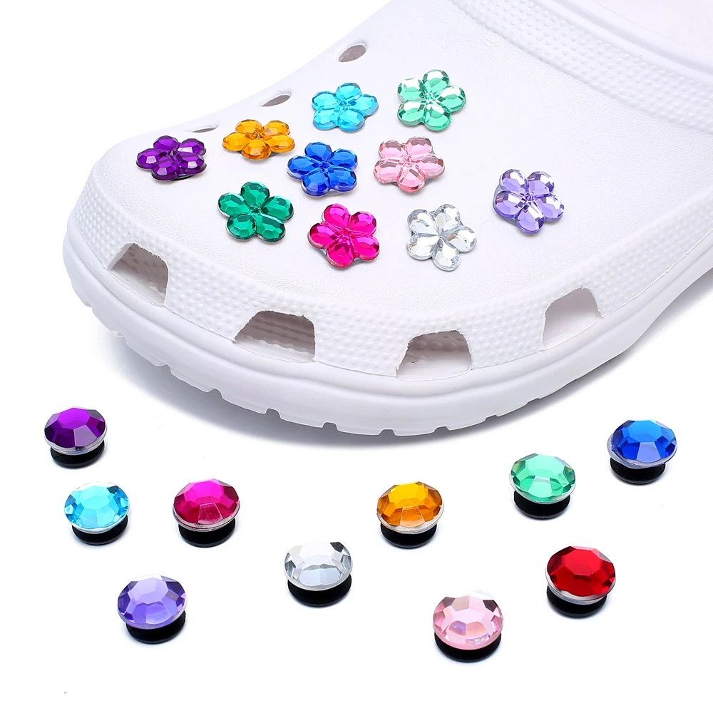 Single Sale 1pc Crystal2 PVC Shoe Charms,Shoe Buckles Accessories Fit Bands Bracelets  ,Kids Party X-mas Gift