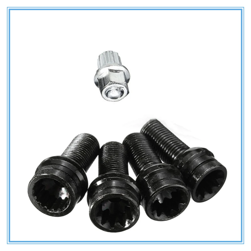 

17mm Black Anti-theft Wheel Screw Bolt and Lock Lug Nut Set With Key Fit For VW Golf Jetta Beetle Passat Audi Car Wheel