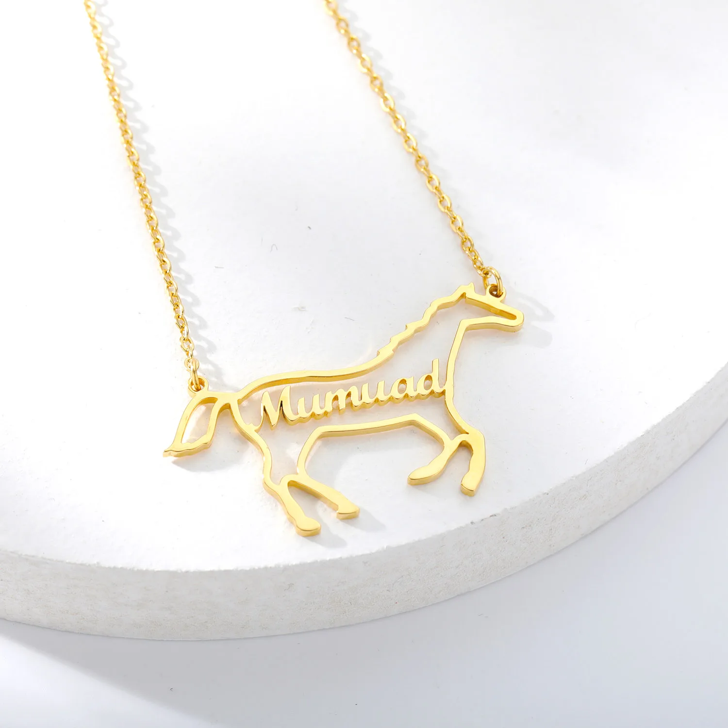 Custom Jewelry Personalized Horse Name Necklace For Women Handmade Animal Jewelry Nameplate Choker Necklace Men Bijoux BFF