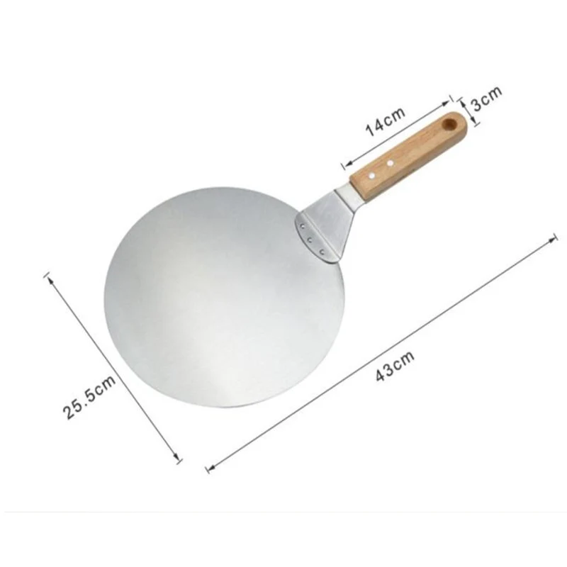 10/12 inch Stainless Steel Pizza Shovel Pizza Peels With Wooden Handle Pizza Paddle Spatula Cake Baking Tool Kitchen Accessories