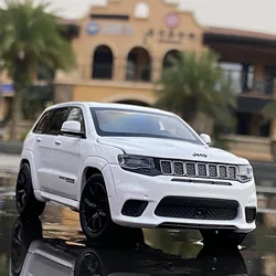 1:32 Jeeps Grand Cherokee aluminiowy Model samochodu Diecasts & Toy pojazdy terenowe metalowy Model samochodu symulacja dźwięk i światło prezenty dla dzieci