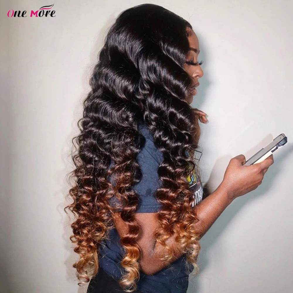 1b 4 30 Ombre lose Deep Wave Lace Frontal Perücke 13x4 braun gefärbte Lace Front Echthaar Perücken Dichte Deep Wave Frontal Perücke