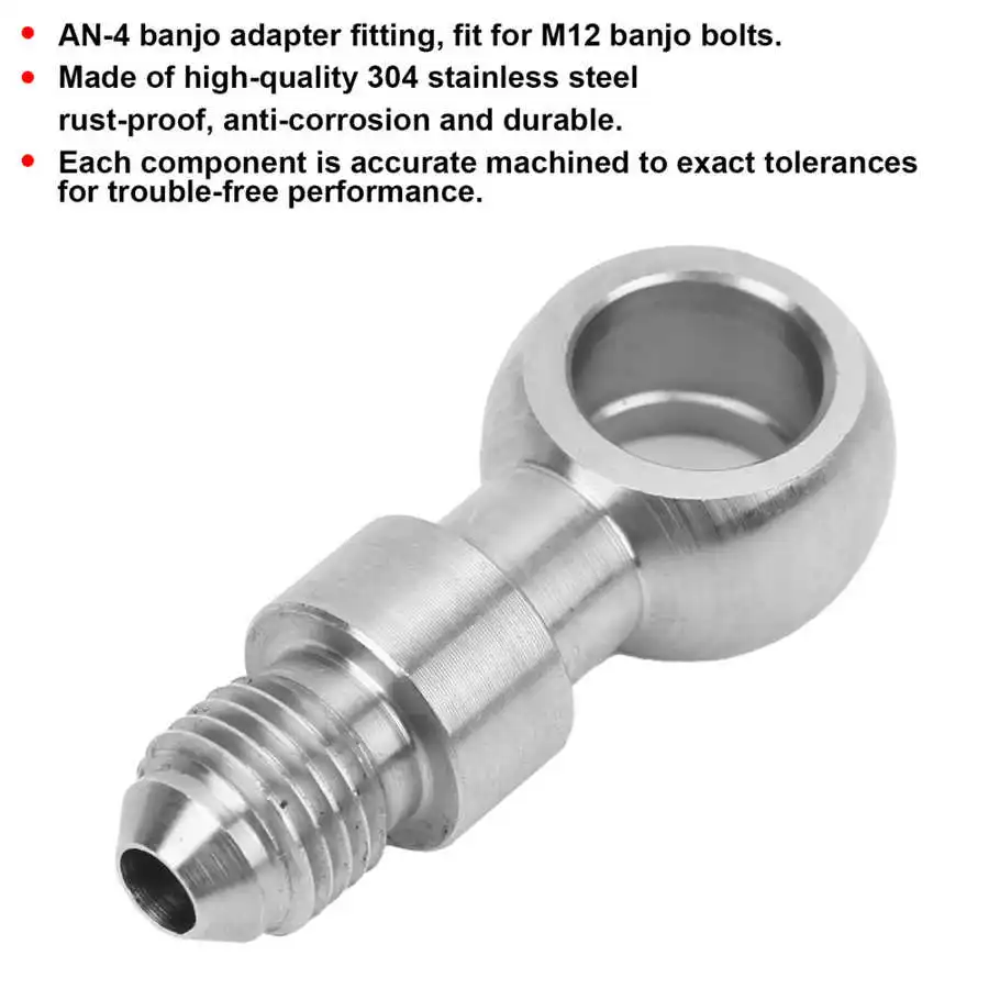 AN-4 Eye Banjo Adapter Stainless Steel Fitting Accessory Fit for M12 Banjo 