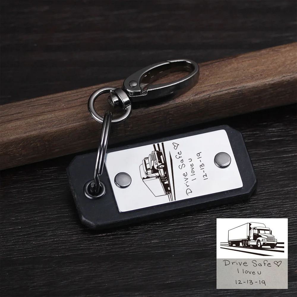 

Personalized GPS Coordinate keychain - Leather Fingerprint Engraving Keychain - Leather State Map key chain - Gift for Him