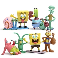 8pcs/set Animation Kawaii Sponges Bobs Patrick Star Figure Toys Cartoon Sponge Bobs Bobs Figure Toys for Children Xmas gift