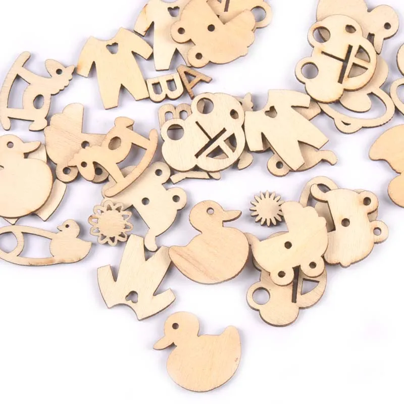 50Pcs ciucci per bambini modello fette di legno naturale fai da te pittura per bambini decorazione della casa artigianato in legno Scrapbooking