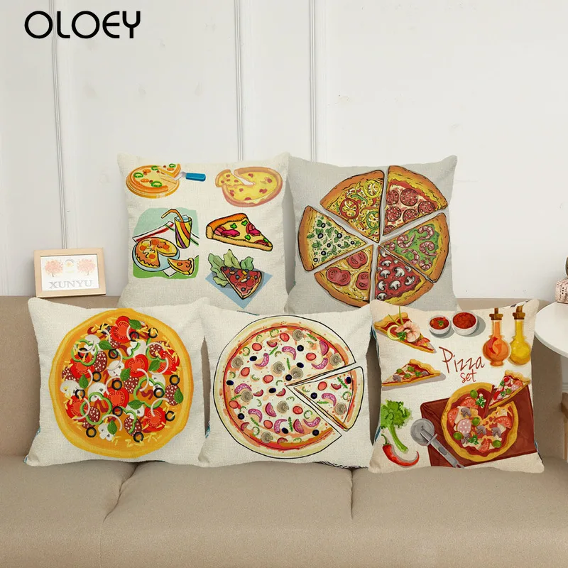 

Pizza Geometric Pattern Linen Cushion Cover, Size 45x45cm, Home Bedroom Office Decoration, Hotel Car Decoration Cushion Cover .