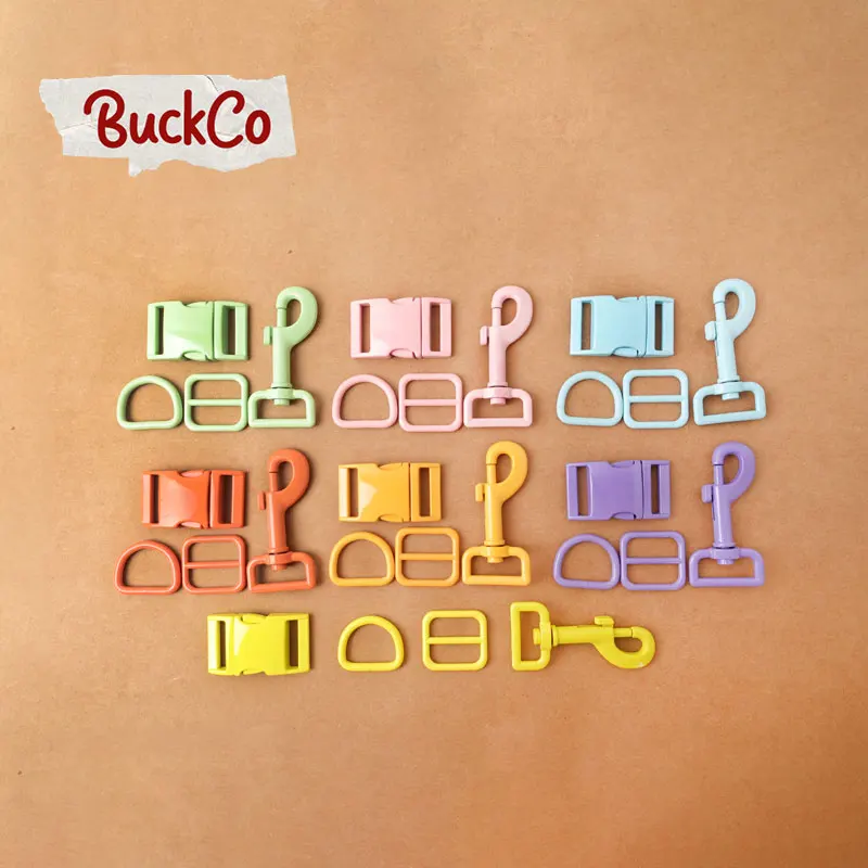 1set(metal buckle+adjust buckle+D ring+metal dog clasp)20&25mm DIY collar bags zinc alloy metal crafts stoving varnish 7 colours