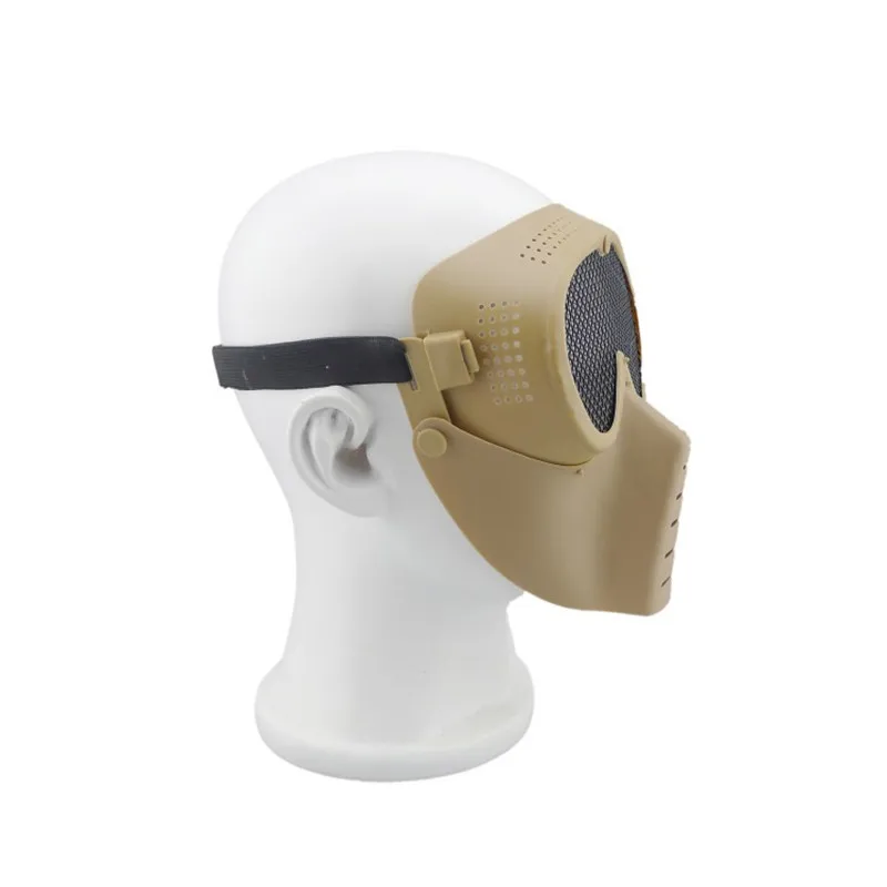 Máscara de media cara táctica de malla de acero, accesorios militares para exteriores, juego de guerra, caza, tiro, Airsoft, Paintball