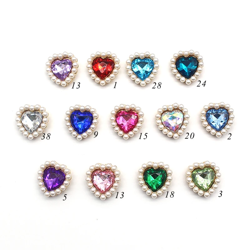 OFXSHIP 10Pcs/Lot 20MM Fashion Alloy Heart-shaped Pearl Creative Gift Box Decoration Accessories DIY Clothing Accessories