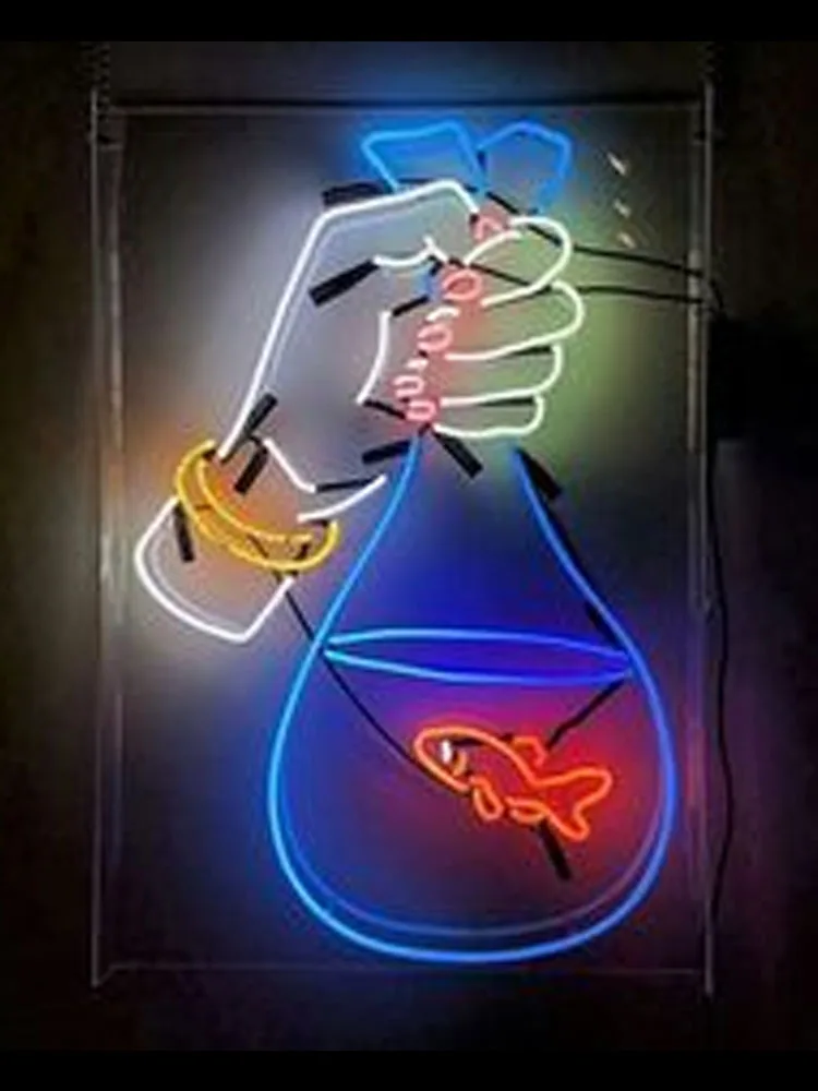 Neon Sign hand holding a wish lucky water Beer bar club Lamps restaurant light Hotel store DISPLAY BUSINESS Impact Attract light