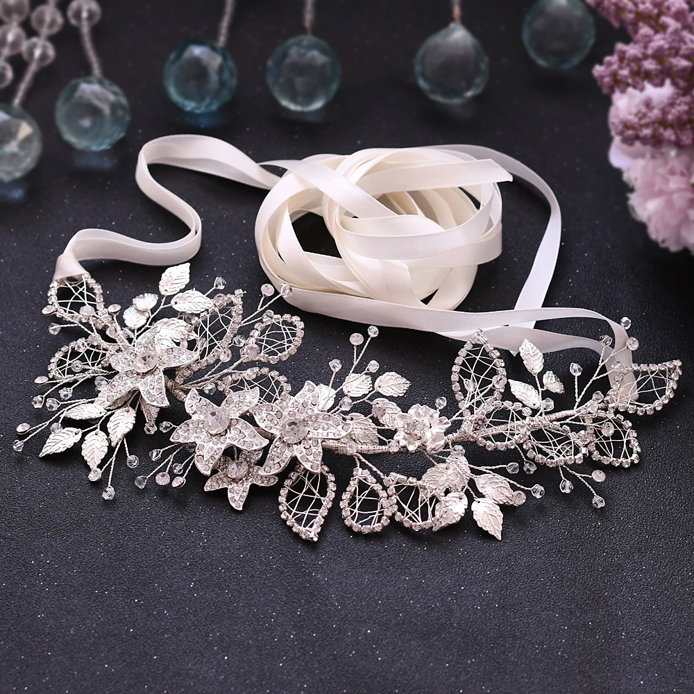 Silber Legierung Blume Gürtel Hochzeit Strass Gürtel Jewel Weibliche Gürtel Kleid Schärpe Braut Gürtel Diamant Luxus Hochzeit Gürtel für Frauen