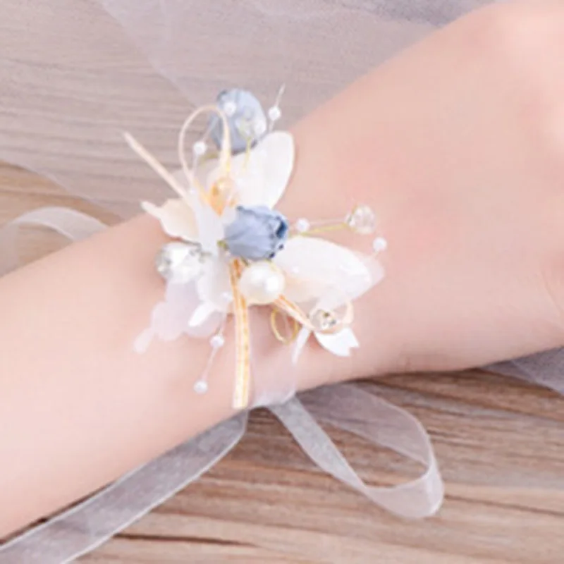 

Flower Wrist Corsage Butterfly Bridesmaid Hand Flower for Wedding Prom Girls Bracelet