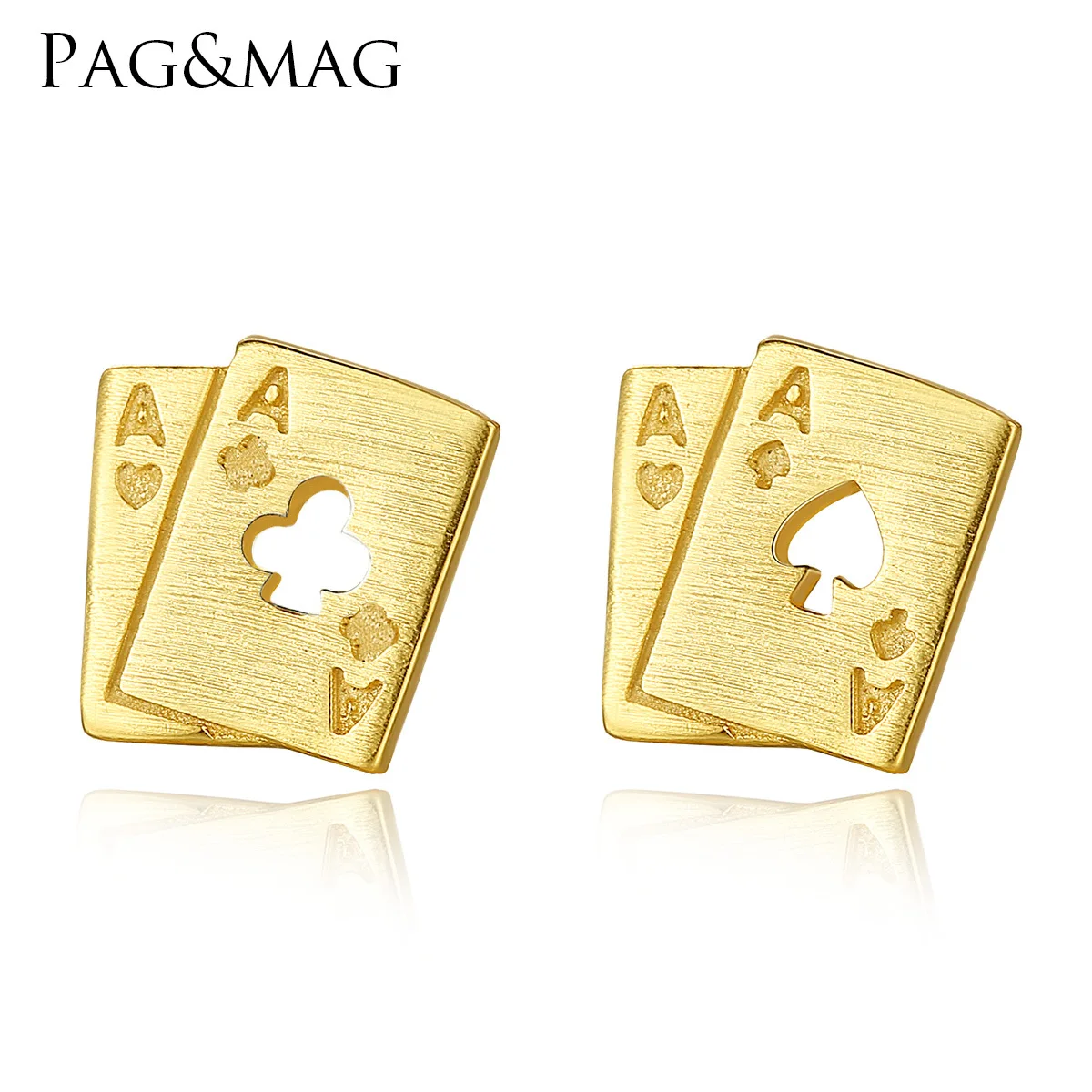 PAG&MAG fashion creative poker S925 pure silver ear nail electroplating 18K gold