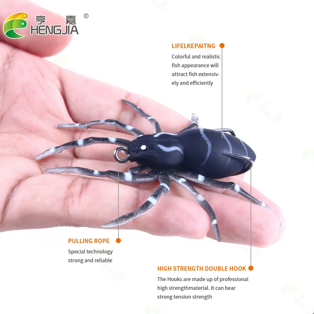 HENGJIA 1pcs Spider Soft Bait pesca 8cm 7g Silicone Bait Artificial Softbait Lures Weedless Fishing Lure with Realistic Design