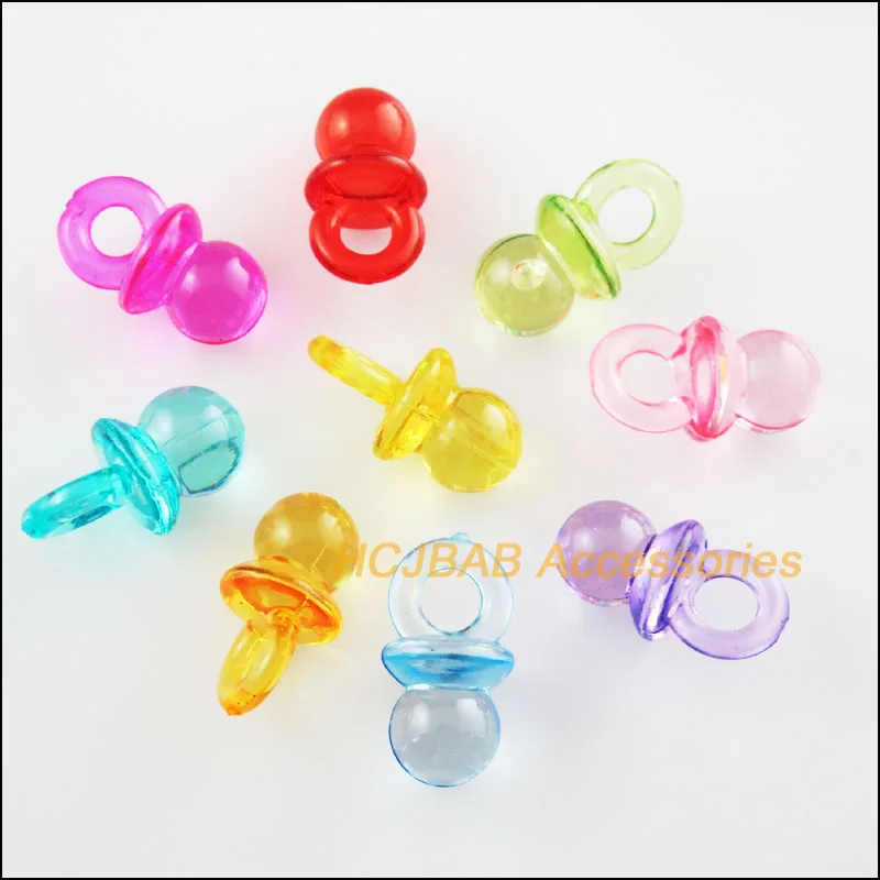 50 New Lovely Baby Nipple Charms Acrylic Plastic Pendants Mixed 10x19mm