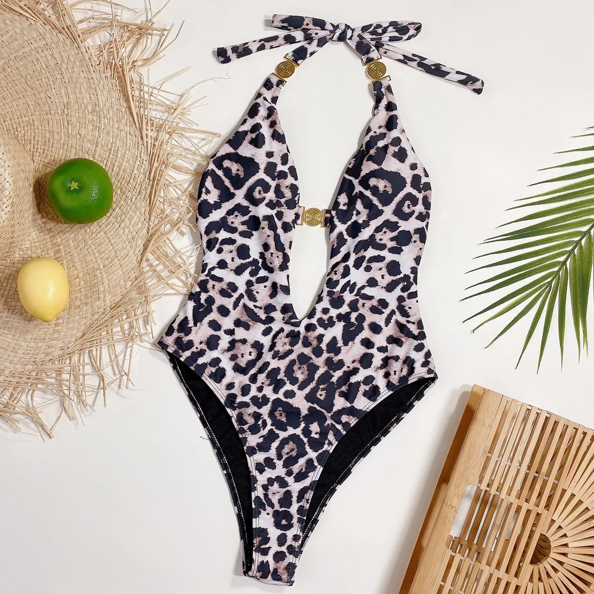 

2024 Leopard Sexy Backless Swimsuit Monokini One Piece Swimwear Women Stroj Kapielowy Maio Biquini Mujer Trikini Badpak Dames