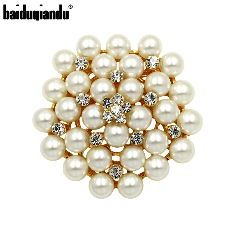 Baiduqiandu Brand Classic Imitation Pearls and Crystal Flower Wedding Bouquets Brooches