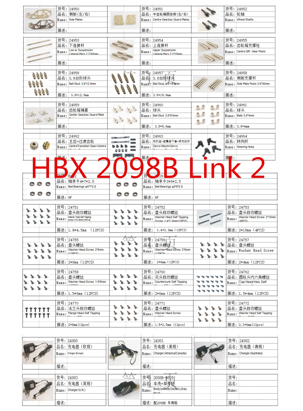 

HBX 2098B 1/24 Автомобильные запасные части, ось Шатун, шаровая головка, шестерня, рулевая чашка, подшипник, зарядное устройство, корпус автомобиля, винт, звено 2