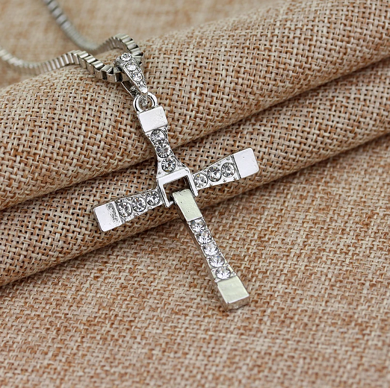 The Fast And The Furious Cross Pendant Necklace Celebrity Dominic Toretto Crystal Cross Necklaces Jewelry For Men Gifts