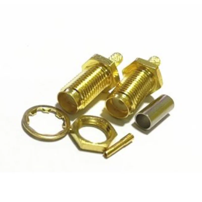 5 Pcs SMA-KY-1.5 SMA Female Adapter RF Female Connector, SMA Female Head with Nut Fixed, Crimp Female Connector for RG316, RG174