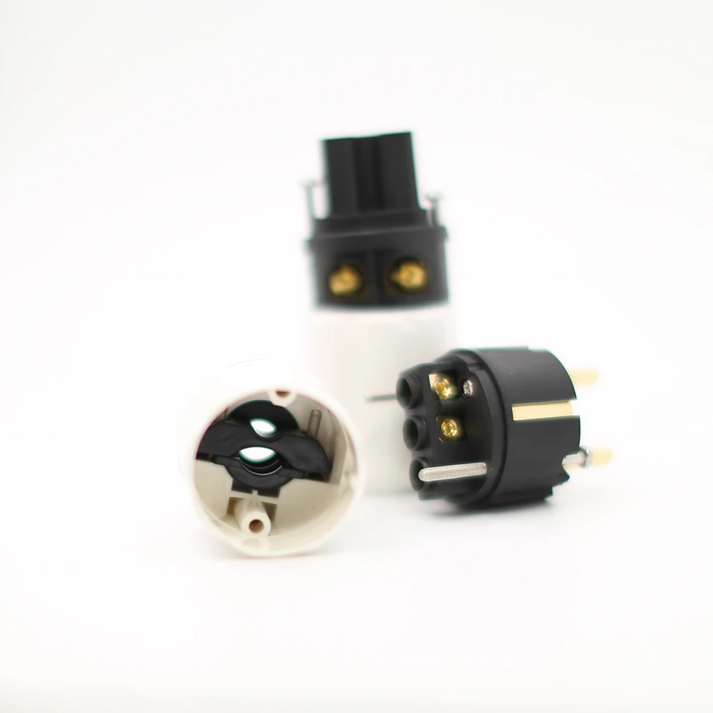 2 個 24 24k ゴールドプレート Schuko 男性プラグ HIFI EU 電源プラグハイファイ