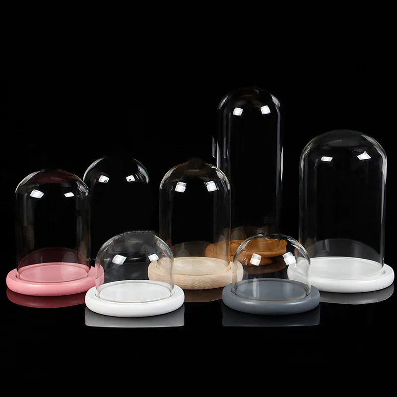 

18*25cm Different Optional Base Glass Dome Vase Home Decoration Transparent Cover DIY Friend Favor Gift Wedding pROP