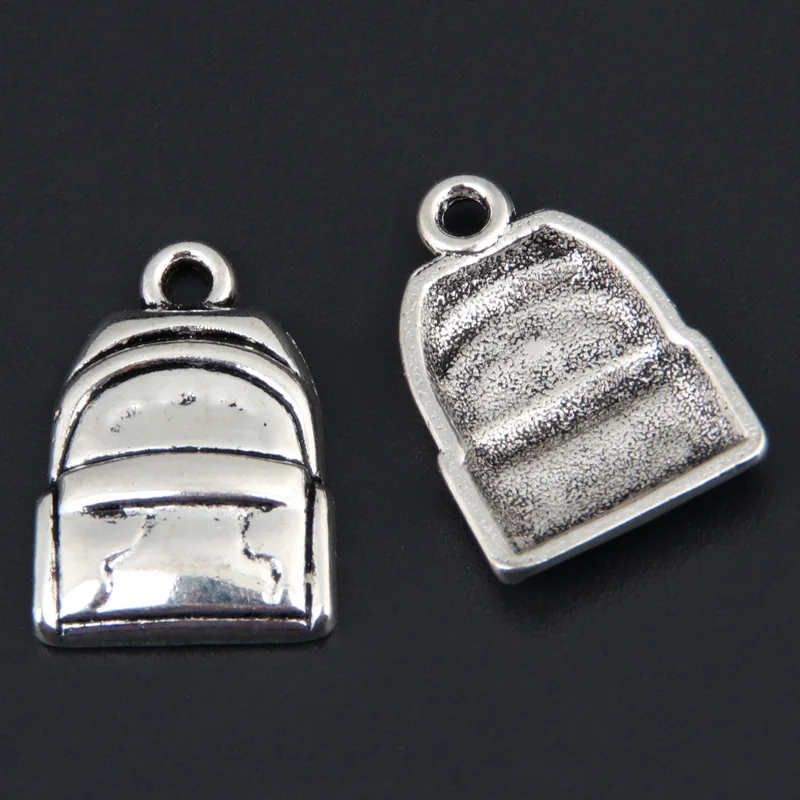 30pcs Silver Color 20x14mm School Bag Charms Backpack Pendant Fit DIY Jewelry Making Handcrafted Accessories