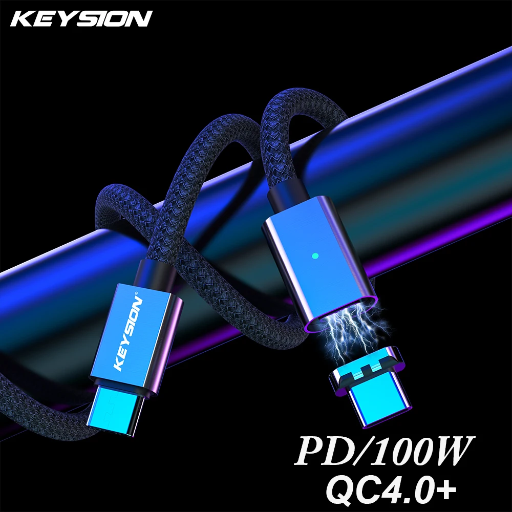 

KEYSION 100W Magnetic Cable Type C to Type C Cable for Redmi Note 9s Huawei PD Fast Charging for MacBook Pro USB C Charge Cable