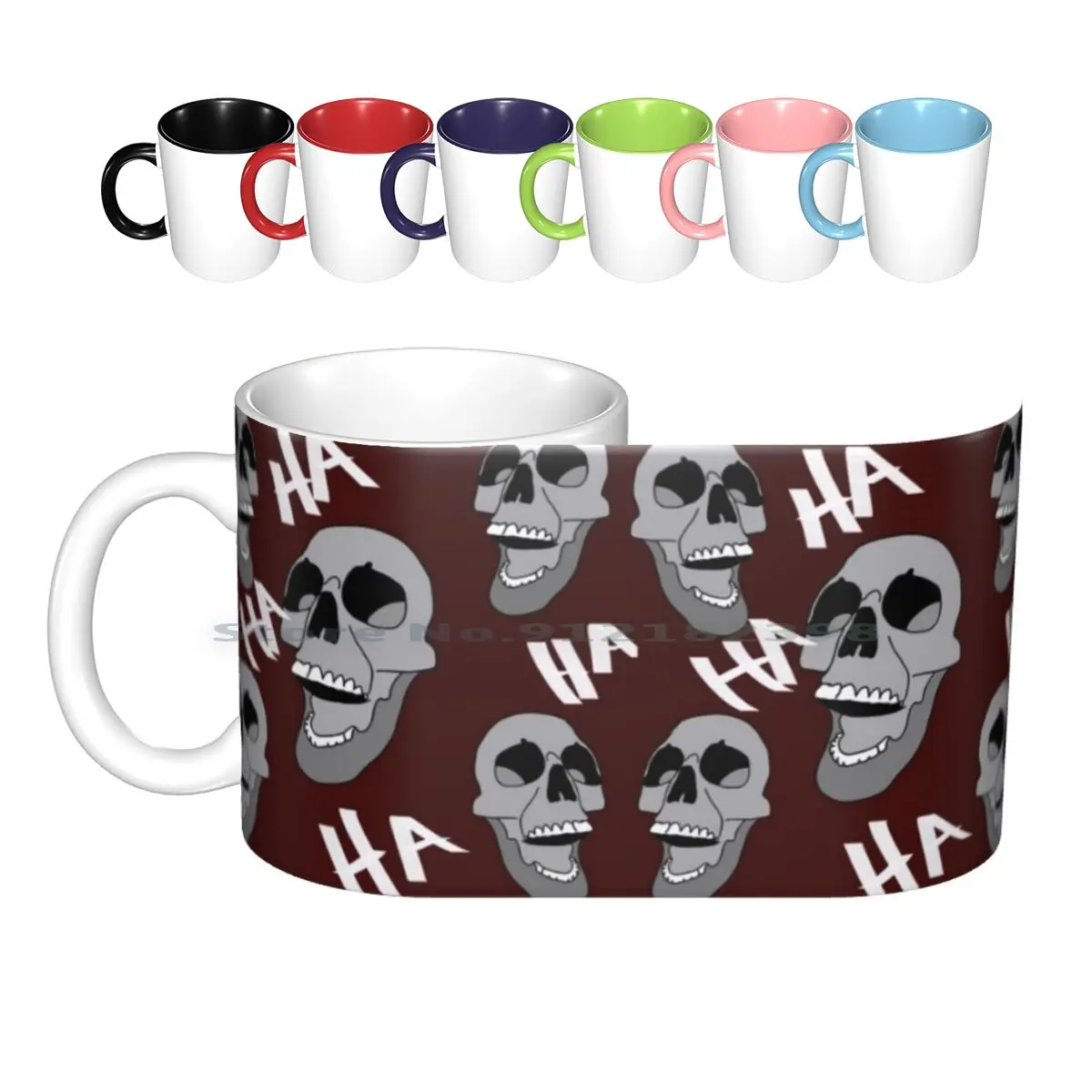 It’s A Laugh Ceramic Mugs Coffee Cups Milk Tea Mug Halloween Pheonixrzg Skull Laugh Laughter Red Skeleton Wicked Heels Witchy