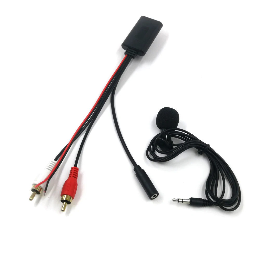 Biurlink Car Bluetooth 2RCA AUX Adapter Wireless Audio Phone Call Handsfree Microphone for Stereo with 2RCA AUX-IN Audio Input