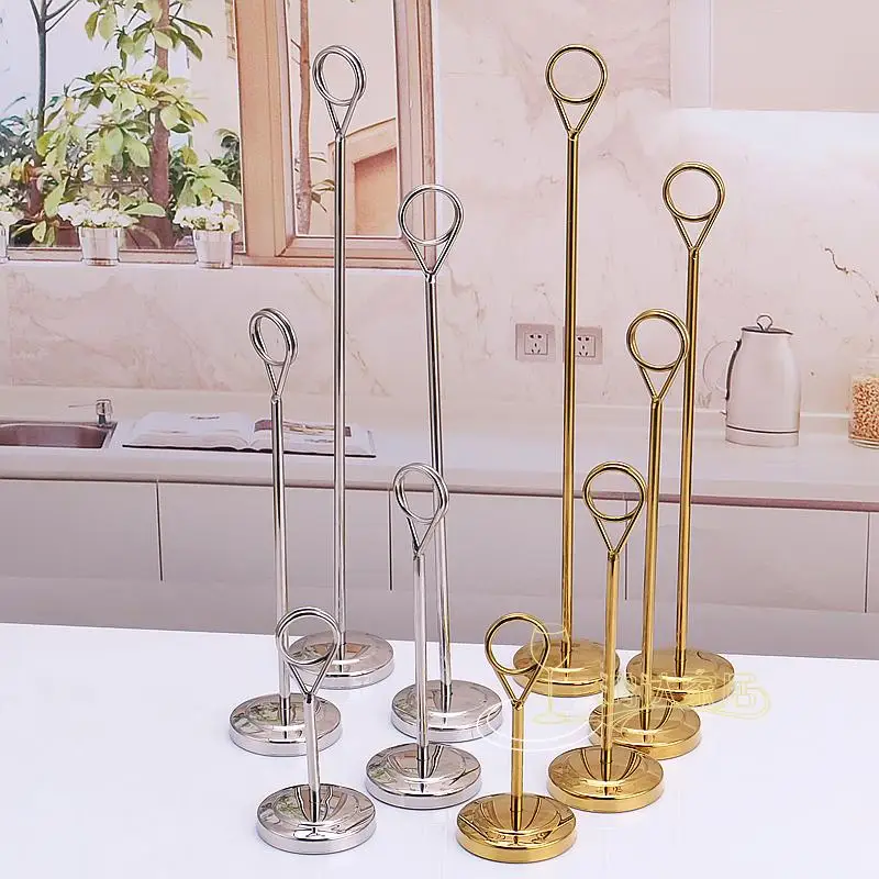 

Gold Stainless Circle Steel Table Number, Place Card Holder, Menu Stand for Wedding, Restaurant, Home Decoration