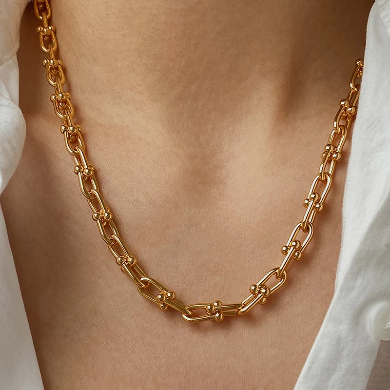 Tocona Punk Gold Silver Color Alloy Heavy Metal Thick Clavicle Chain Choker Necklace for Women Trendy Party Boho Jewelry Collar