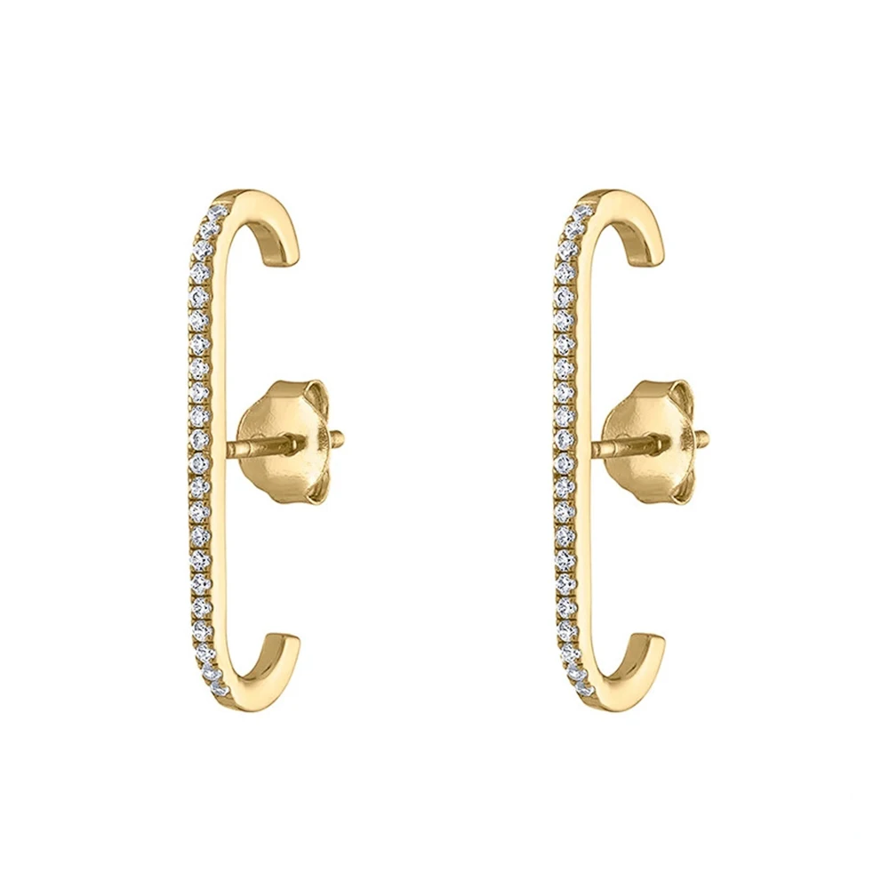 Women's Trendy Silver Color Bling CZ Stone Stud Earrings
