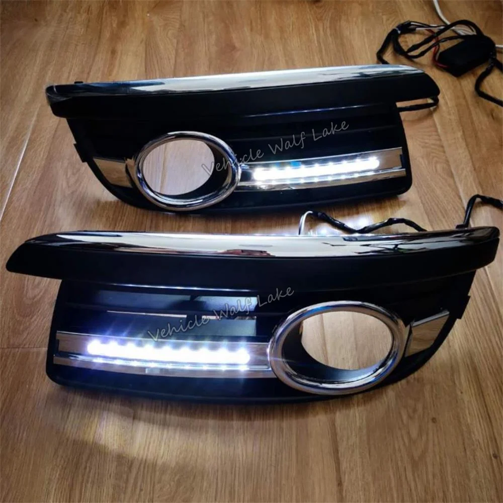 For VW Jetta 5 A5 Mk5 2006 2007 2008 2008 2010 2011 Front Fog Lamp Covers Bezel Led DRL Daytime Running Lights With Wire Harness