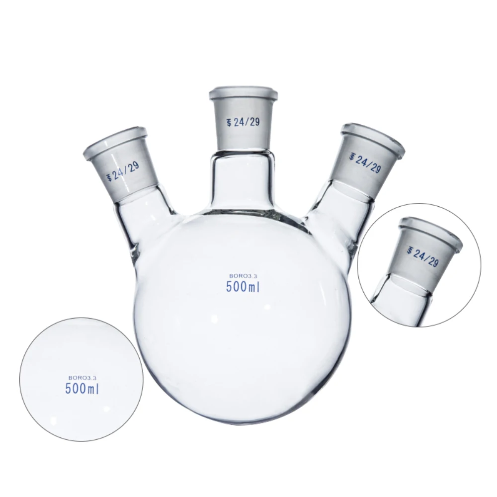 Inclined three mouth flask 250-1000ml Chemical experimental reactor Three neck flask Round bottom spherical distillation flask