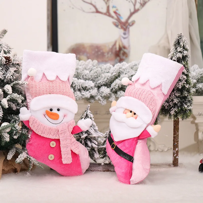 Bas de noël personnalisés pour bébés filles, cadeaux de noël personnalisés, bas rose pour bébés