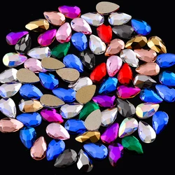 20Pcs Tear Drop 5.5x8mm New Sparking Colors 20pcs/Pack Rhinestone Crystal Flat  Marquise Stones For 3D Nail Art Salon Decoration