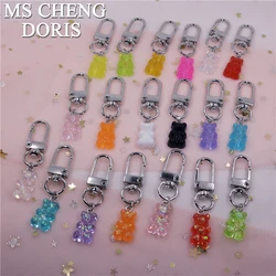 MSCHENGDORIS Candy Color Cute Bear Keychain Keychain Ring Pendant Girls Kids Men Women Couple Key Chain Bag Pendant Wholesale