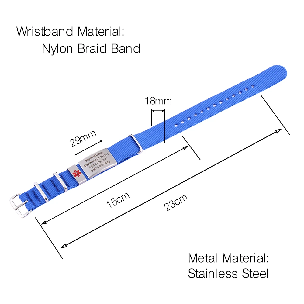 Miễn Phí Khắc Y Tế Cảnh Báo Vòng Tay Cho Nam & Nữ Khẩn Cấp Y Tế ID Vòng Tay Thể Thao An Toàn Y Tế Vòng Tay Nylon Dây Đeo Tay