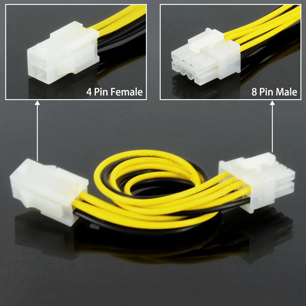 ATX 4 Pin Male to 8 Pin Female EPS Power Cable Cord Adapter PC Motherboard CPU Power Supply Line Extension Cable