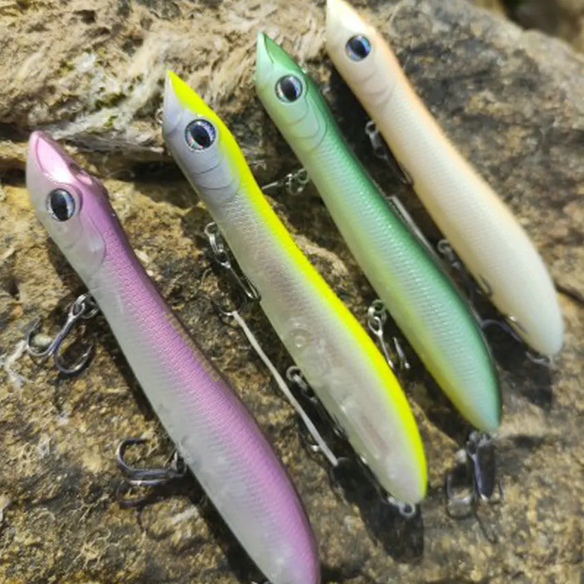 

ATUENO Fishing Lures Popper 120mm 17.5g Pencil Floating Topwater Hard Baits Hole on Head Design Good Action Wobblers