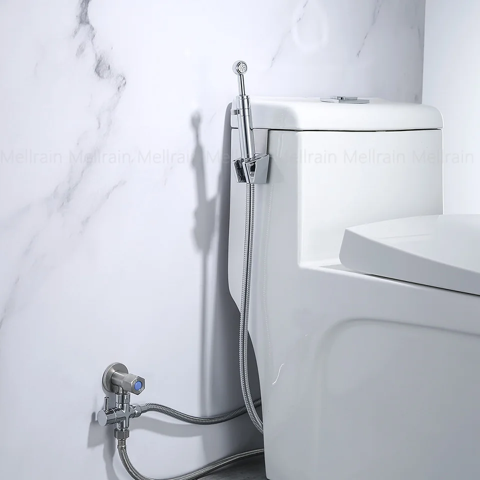 Flow Adjustable Handheld Toilet Bidet Sprayer Kit. Chrome Plated Bathroom Bidet Faucet Multi Purpose Spray Washer