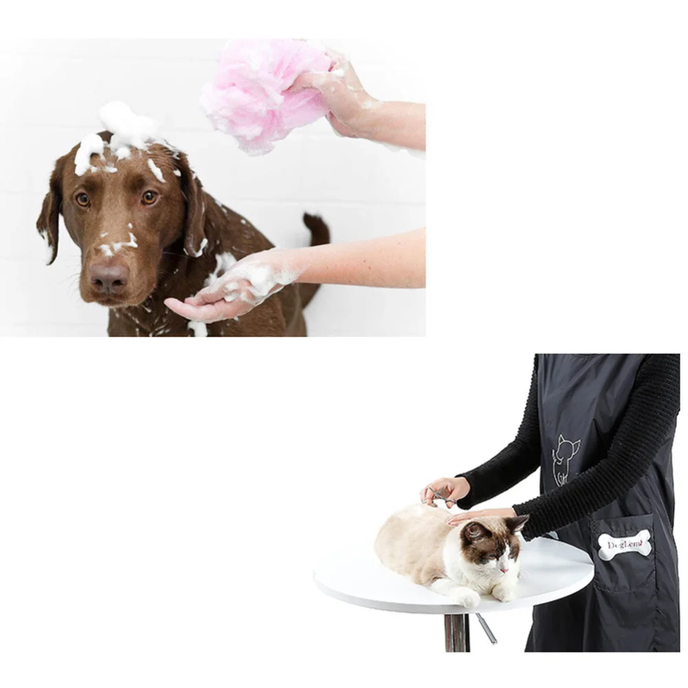Waterproof Pet Cosmetologist Clothes Pet Salon Grooming Apron Beautician Bath Uniform Black Color M/L Size