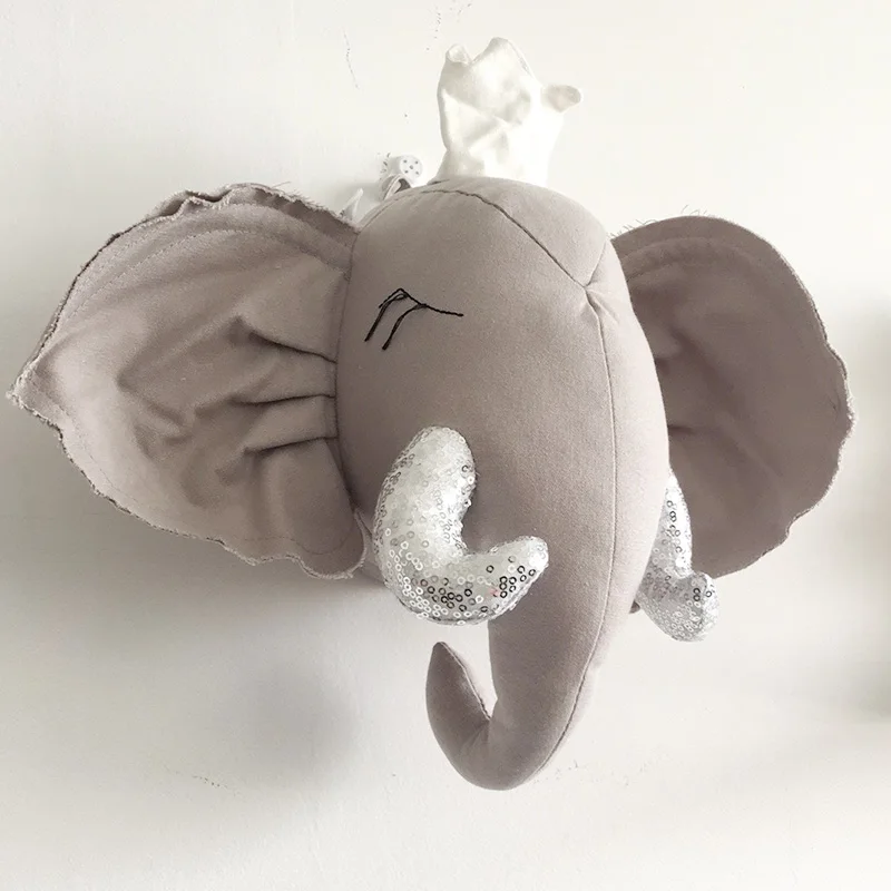 INS Nordic Plüsch Spielzeug Tiere Kopf Wand Hängen Einhorn Deer Elefant Gefüllt Spielzeug Kinder Mädchen Zimmer Decor Geburtstag Weihnachten Geschenke