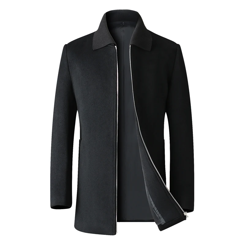 

new Iwhanker Plus size high quality autumn and winter fashion business casual Slim wool coat/Men's long Lapel Wool coat