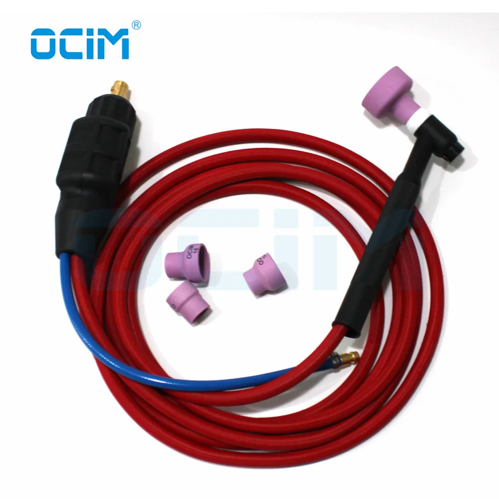 Tig Gun  WP17 WP17F WP17V WP17FV 4M  Red super soft Hose 35-70 Euro Connector