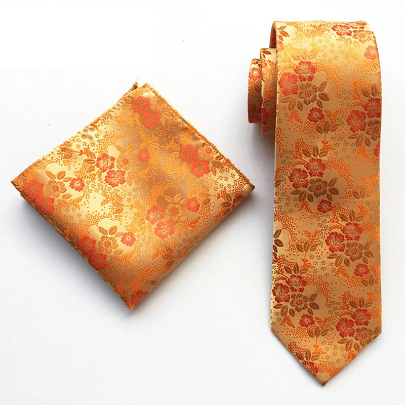 GUSLESON Mens Fashion Printing Tie Pocket Square Set 8cm Silk tie Business Gravata Men Ties Business Party Wedding Accessories