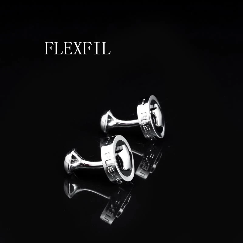FLEXFIL Luxus-Hemdmanschettenknöpfe für Herren, Marken-Manschettenknöpfe, Gemelos, hochwertige runde Manschettenknöpfe für Hochzeiten, Schmuck – Detail 1