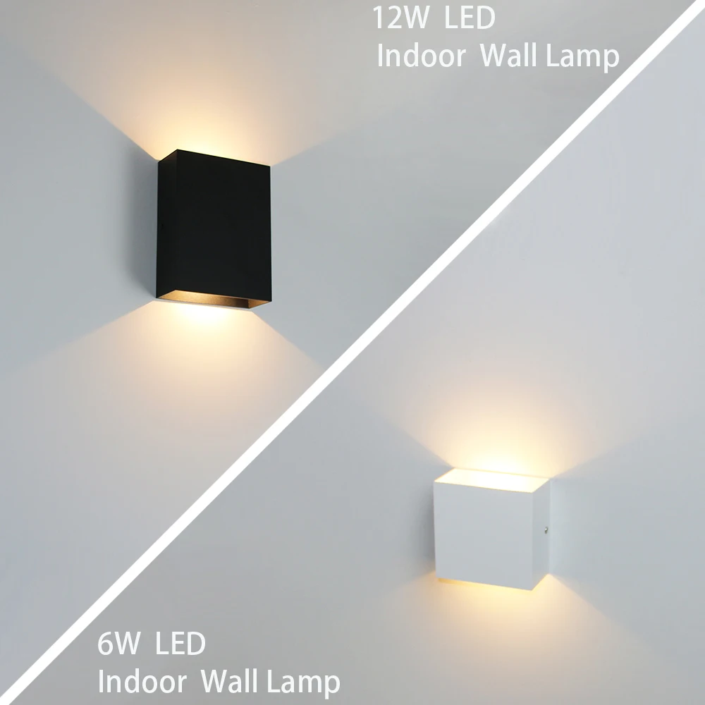 

Modern Square 6W 12W LED Indoor Wall Lamp Aluminum Sconce Home Lighting Bedroom Living Room Aisle Decorate Wall Light AC85-265V